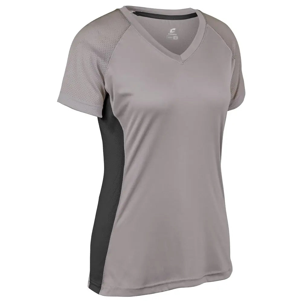 Champro Bs82 Infinite V-neck Short Sleeve Jersey - Grey Black - Girls s