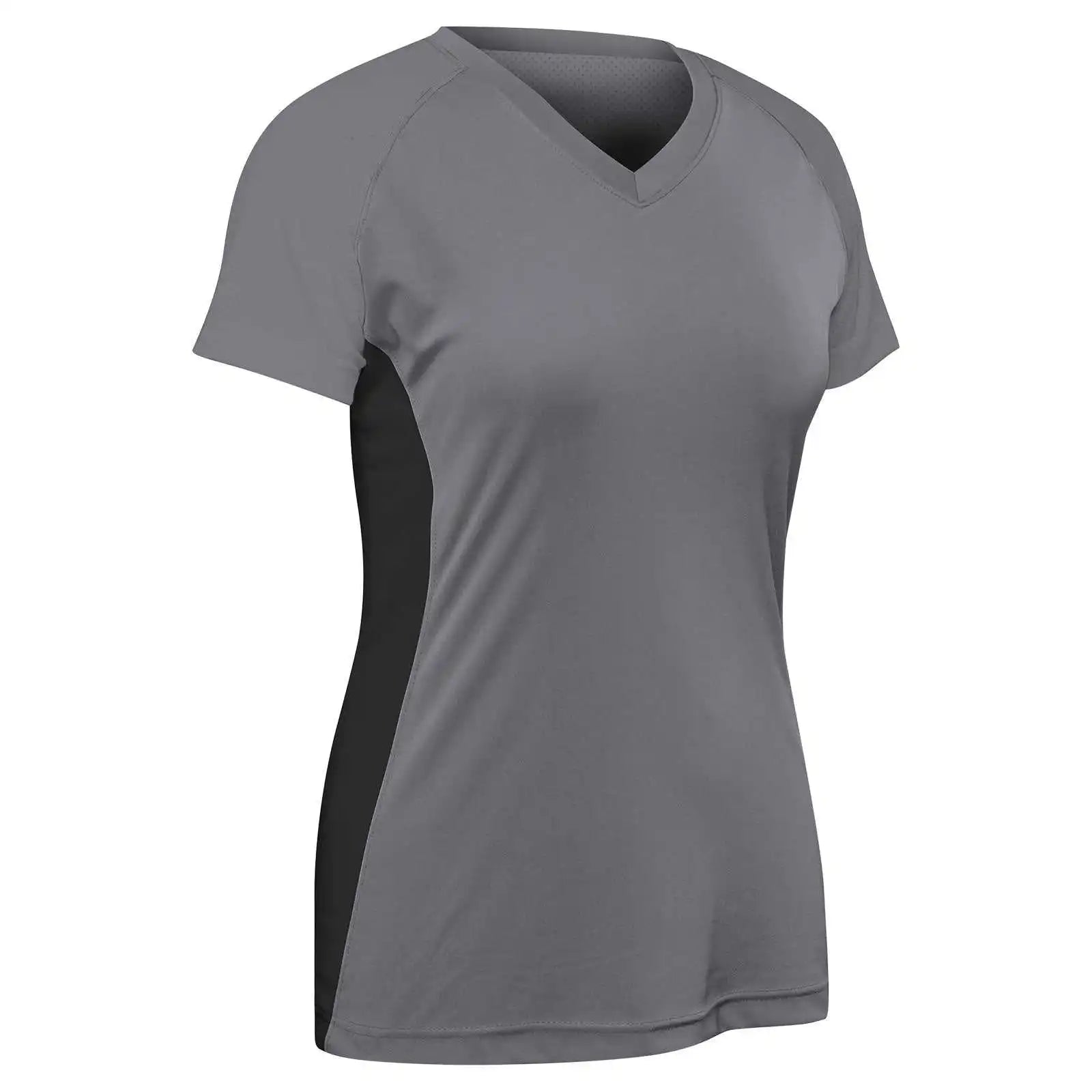Champro Bs82 Infinite V-neck Short Sleeve Jersey - Grey Black