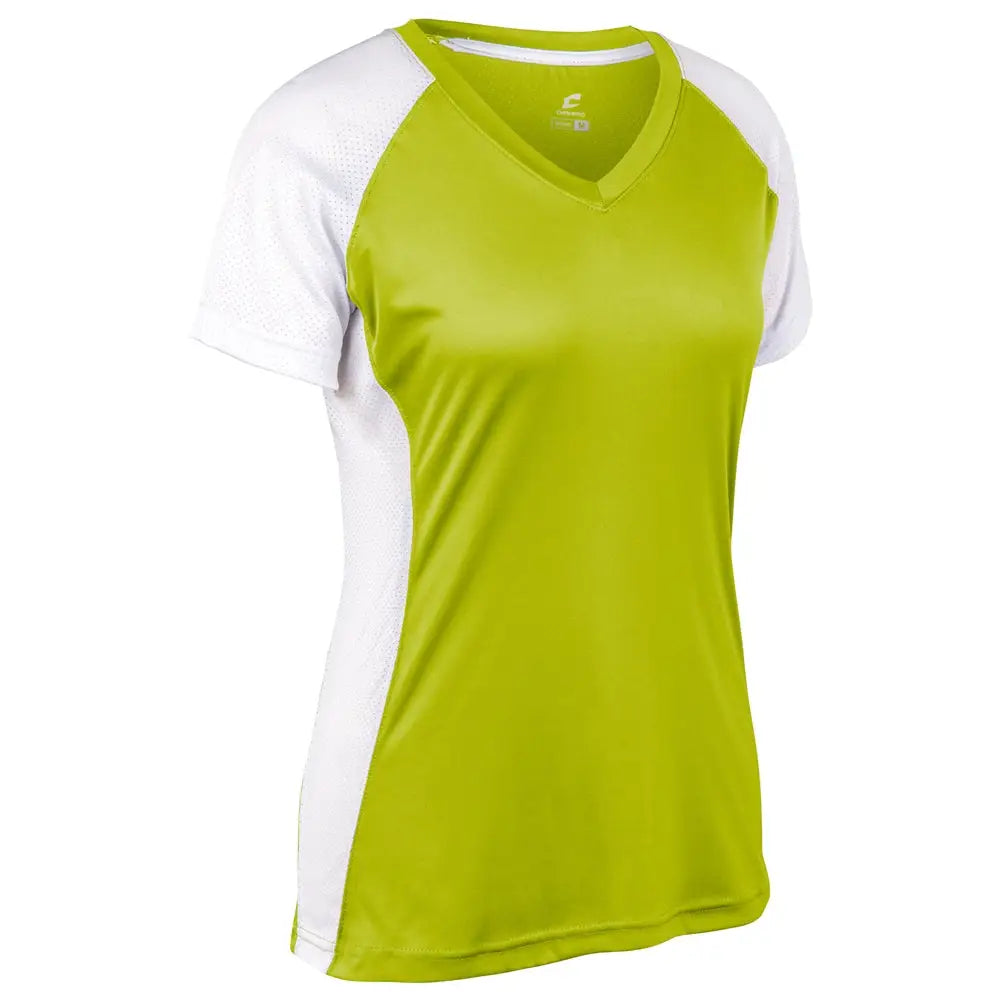 Champro Bs82 Infinite V-neck Short Sleeve Jersey - Optic Yellow White - Girls s