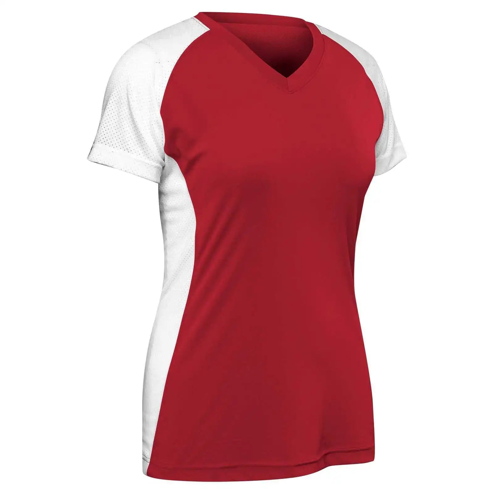 Champro Bs82 Infinite V-neck Short Sleeve Jersey - Scarlet White