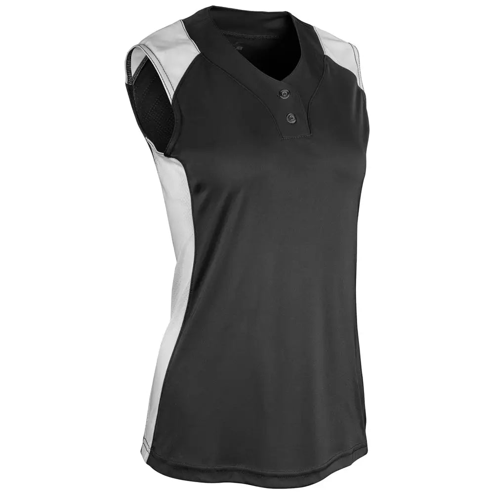 Champro Bs86 Infinite 2-button Sleeveless Jersey - Black White - Girls s