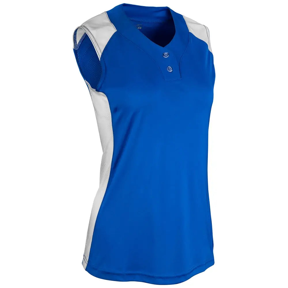 Champro Bs86 Infinite 2-button Sleeveless Jersey - Royal White