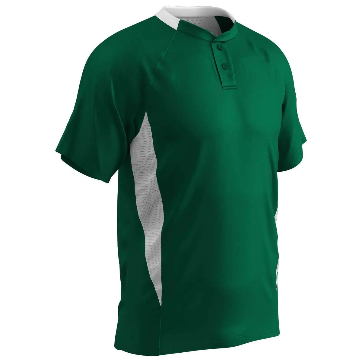Champro Bst72 Two Button Placket Jersey - Forest Green White