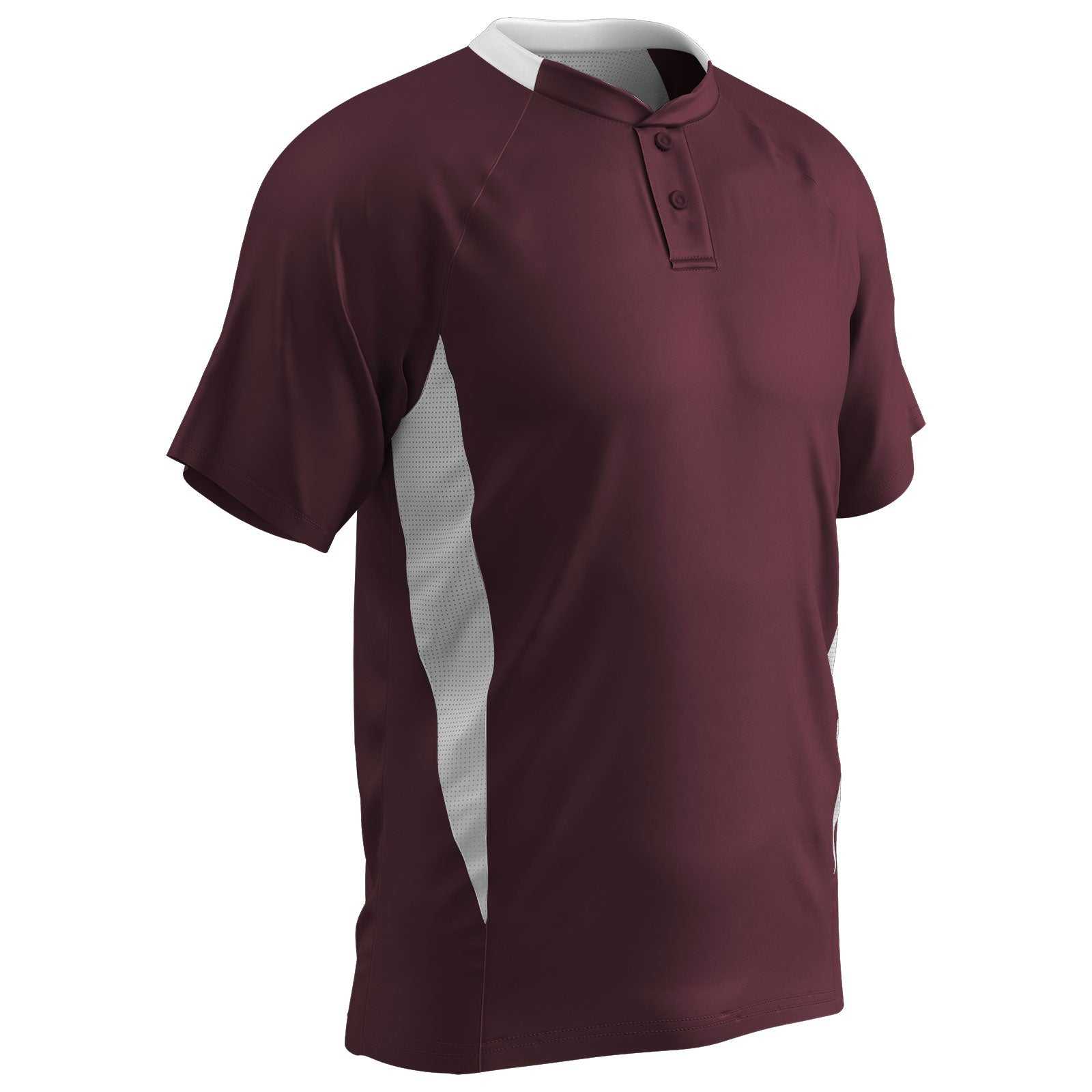 Champro Bst72 Two Button Placket Jersey - Maroon White