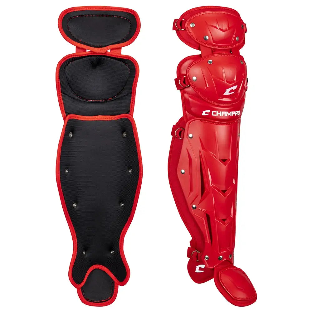 Champro Cg111 Optimus Mvp Double Knee Shin Guard 12’’ Length - Scarlet