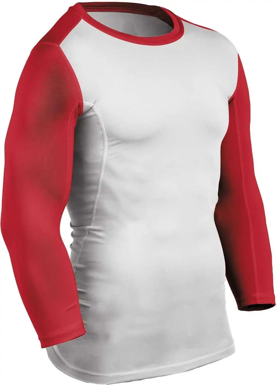Champro Cj7 Compreshort Sleeveion Three Quarter Sleeve - White Scarlet