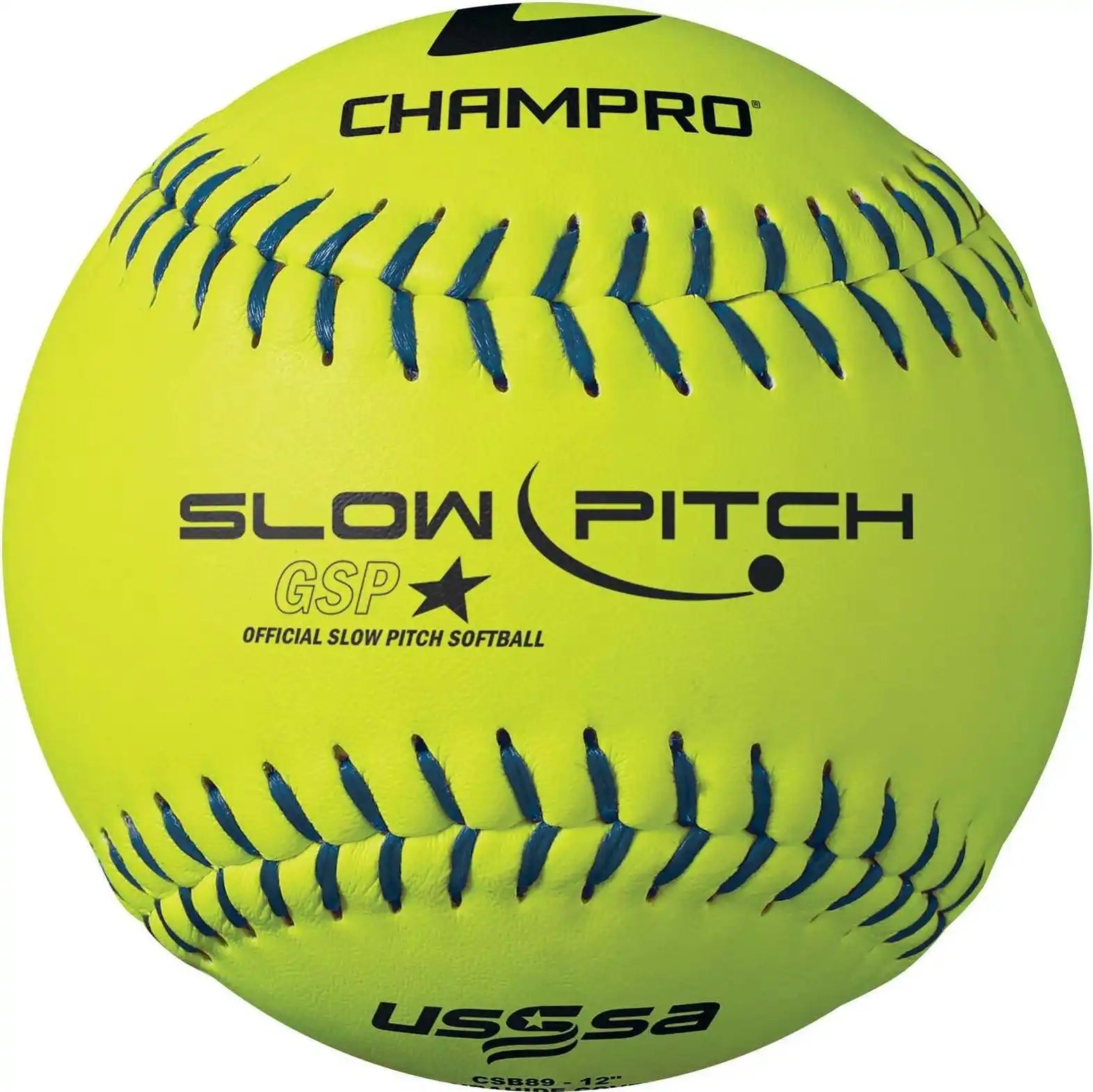 Champro Csb89 Ushort Sleevesa Slow Pitch Durahide 12’’ Softball - Optic Yellow