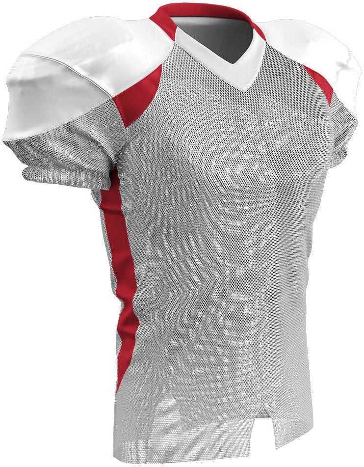 Champro Fj20 Huddle Stretch Polyester Dazzle Jersey - White Scarlet