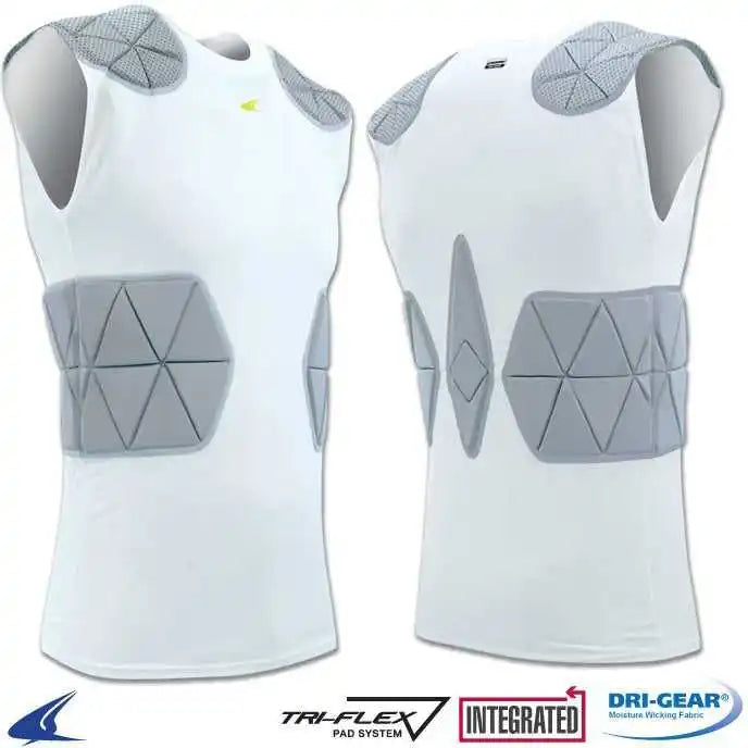 Champro Fju6 Tri Flex Compression Shirt with Cushion System White Gray