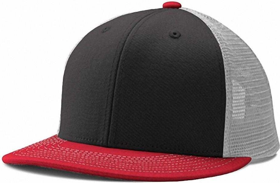 Champro Hc5 Performance Trucker Snapback - Black White Scarlet - Red / 7’’ - 7 7/8’’