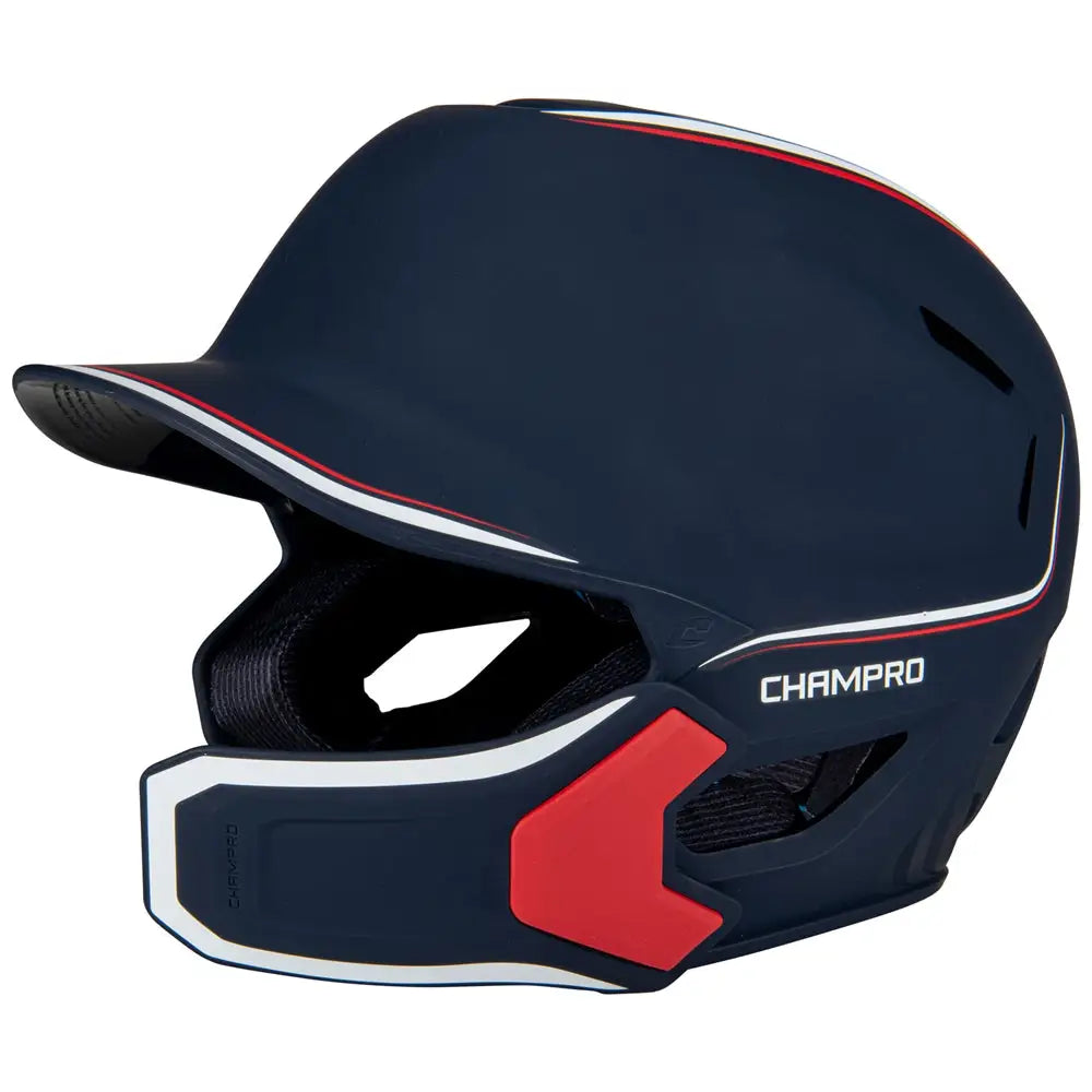 Champro Hxem2jg Hxe Matte Batting Helmet W/jaw Guard - Navy White Scarlet - m