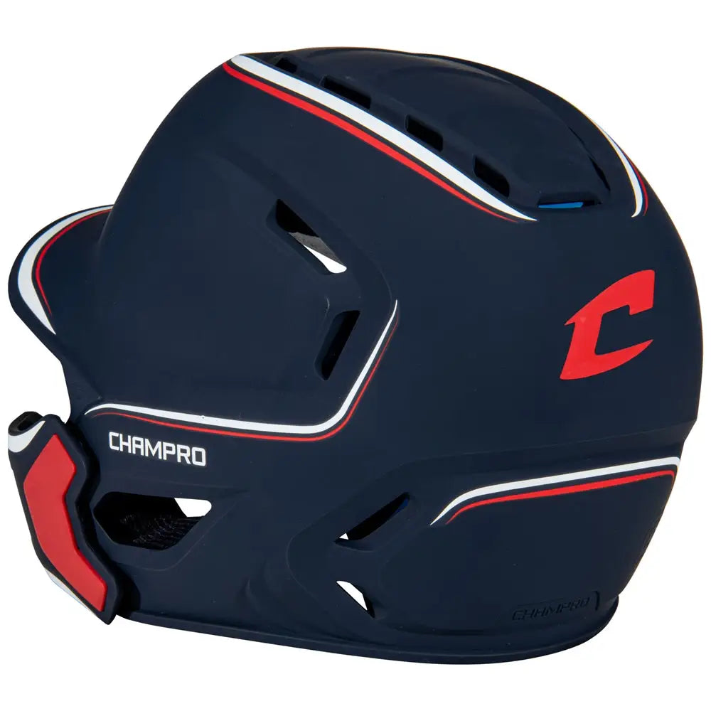 Champro Hxem2jg Hxe Matte Batting Helmet W/jaw Guard - Navy White Scarlet
