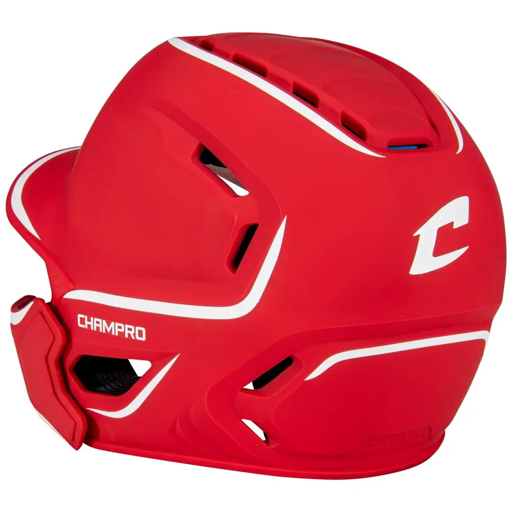 Champro Hxem2jg Hxe Matte Batting Helmet W/jaw Guard - Scarlet