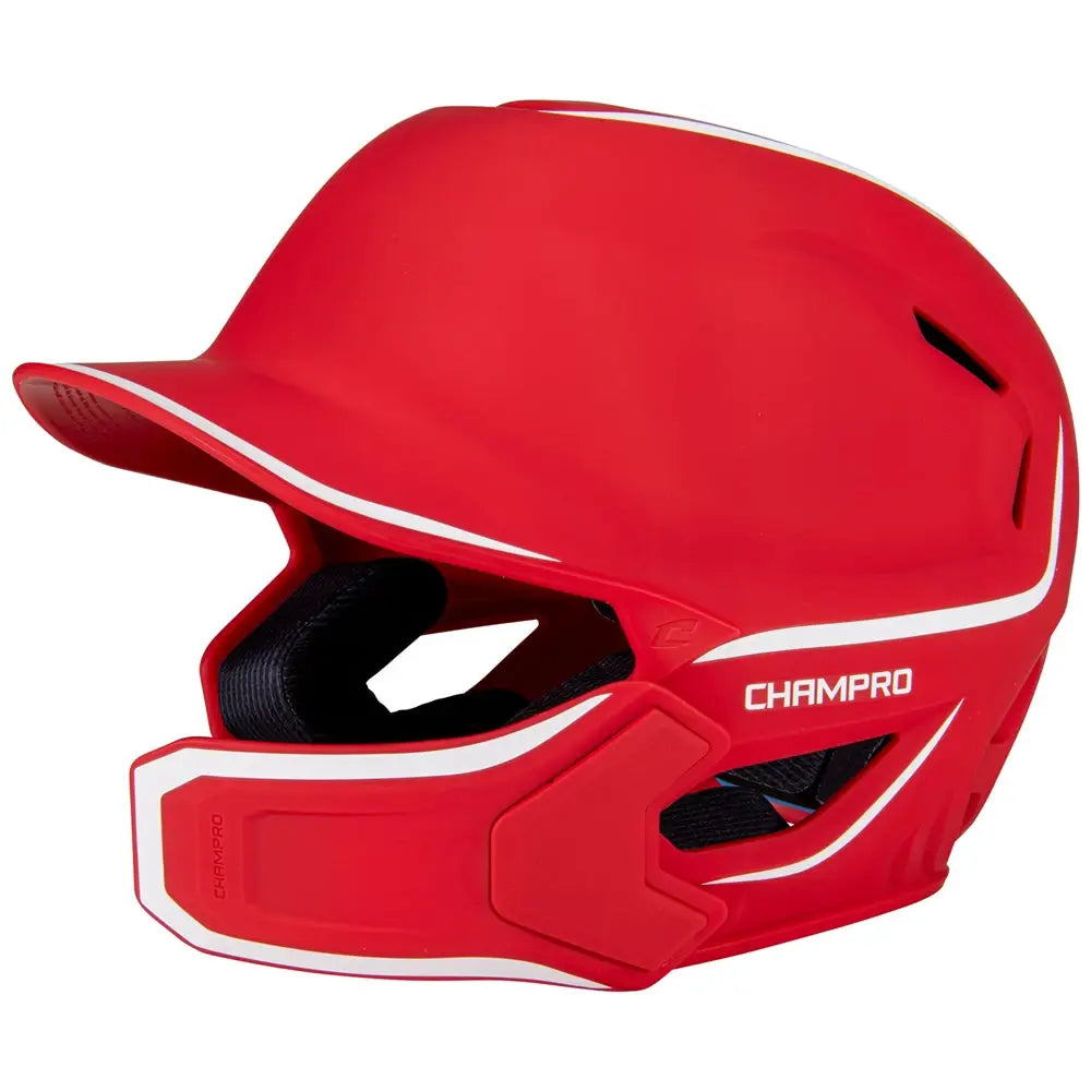 Champro Hxem2jg Hxe Matte Batting Helmet W/jaw Guard - Scarlet - m