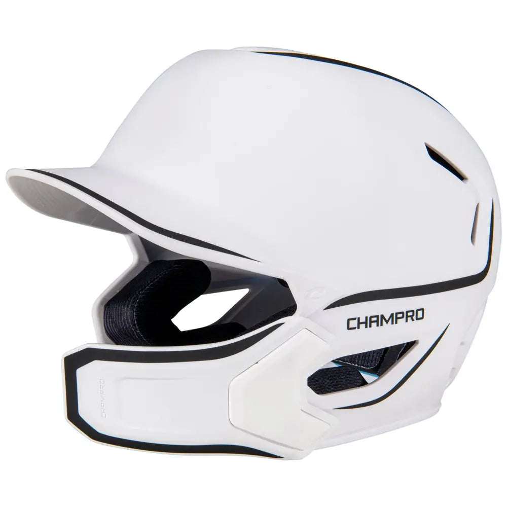 Champro Hxem2jg Hxe Matte Batting Helmet W/jaw Guard - White - m