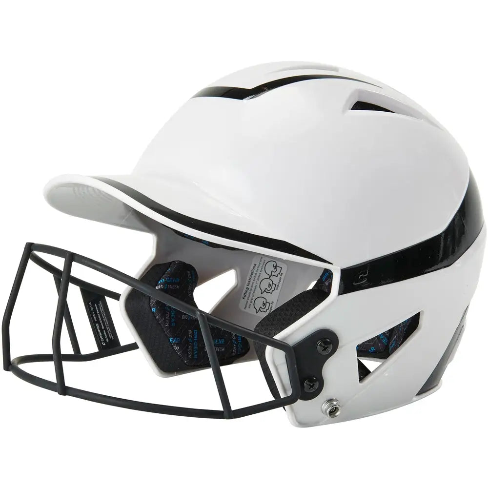 Champro Hxfpg2 Hx Rise Pro Batting Helmet W/facemask - White Black