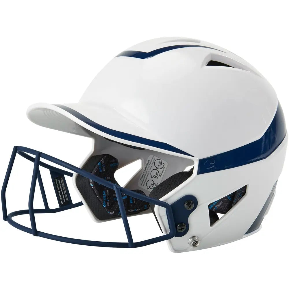 Champro Hxfpg2 Hx Rise Pro Batting Helmet W/facemask - White Navy