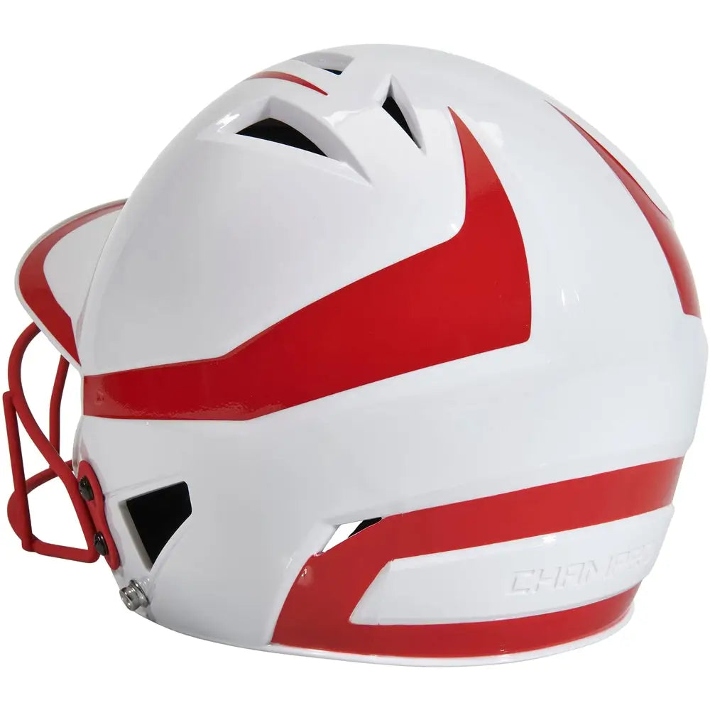 Champro Hxfpg2 Hx Rise Pro Batting Helmet W/facemask - White Scarlet