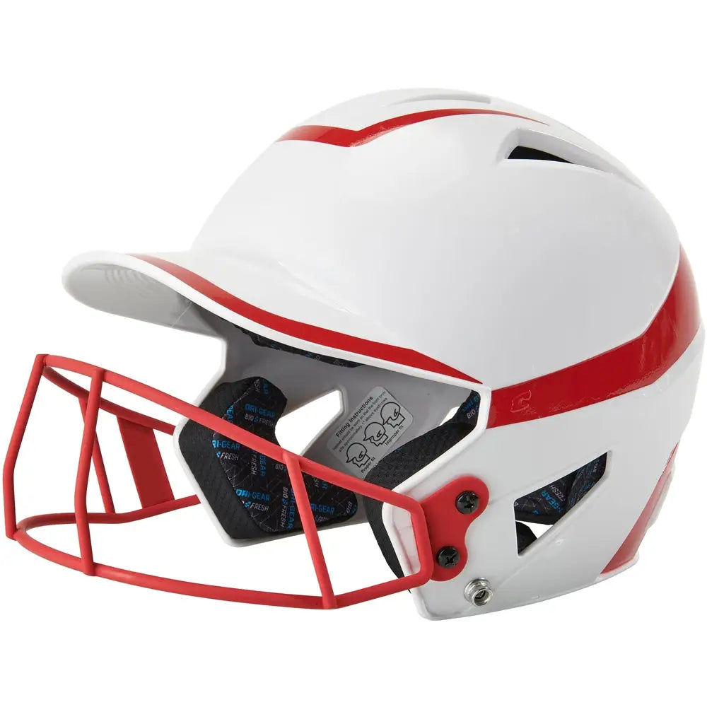 Champro Hxfpg2 Hx Rise Pro Batting Helmet W/facemask - White Scarlet