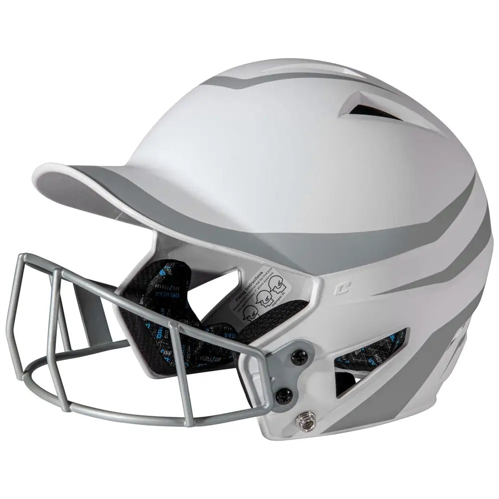 Champro Hxfpm2 Hx Rise Legend Batting Helmet W/facemask - Silver - Junior