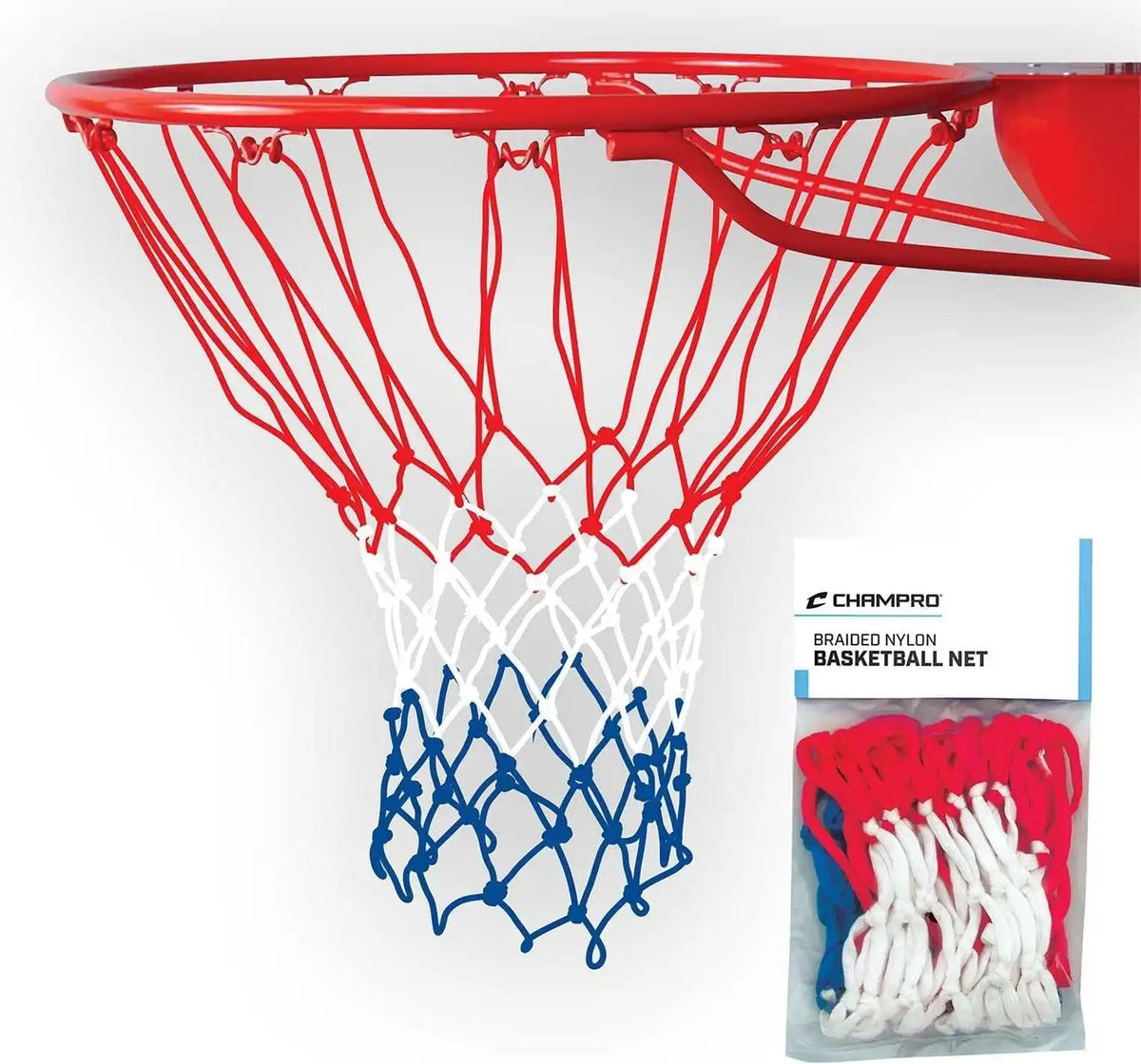 Champro Ng04 Basketball Net Braided Nylon Red White Ble Blue