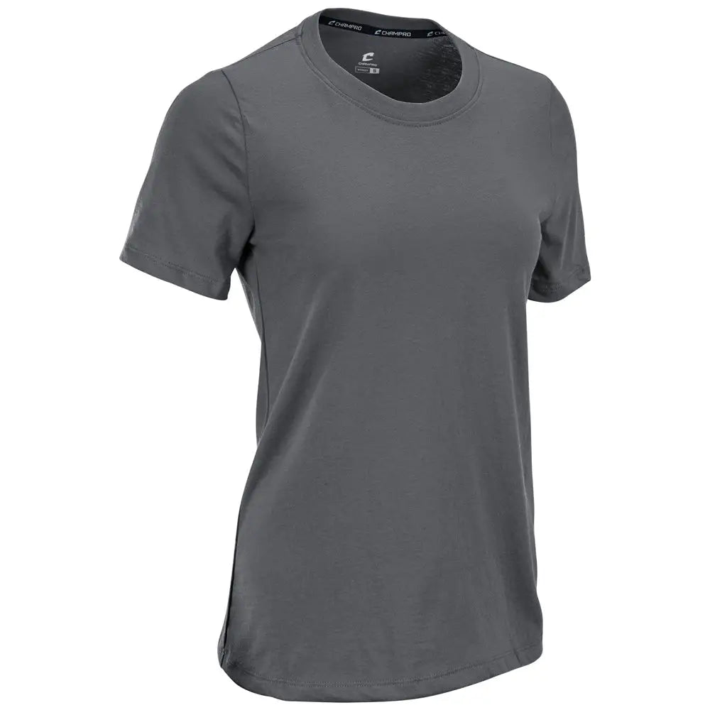 Champro T202 Tackle Crew Neck Tee - Charcoal - Ladies Xs