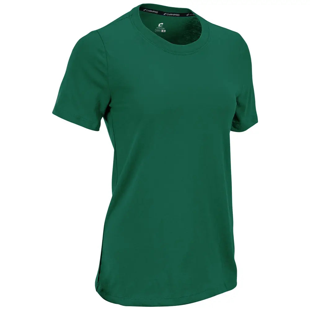 Champro T202 Tackle Crew Neck Tee - Forest Green - Ladies Xs