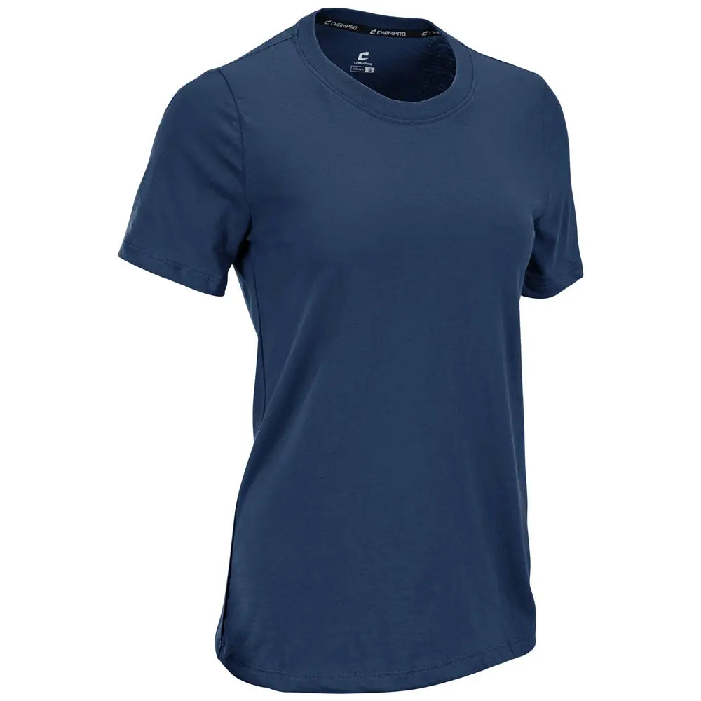 Champro T202 Tackle Crew Neck Tee - Navy - Ladies Xs