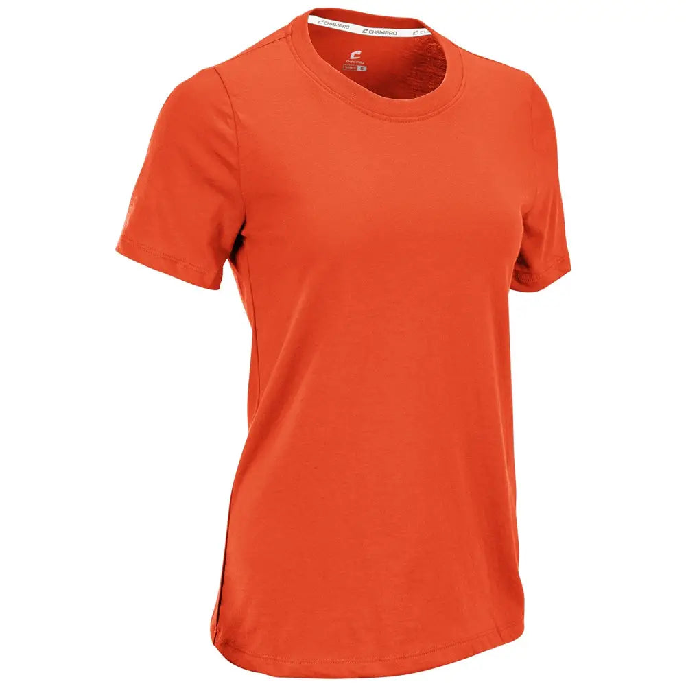 Champro T202 Tackle Crew Neck Tee - Orange - Ladies Xs