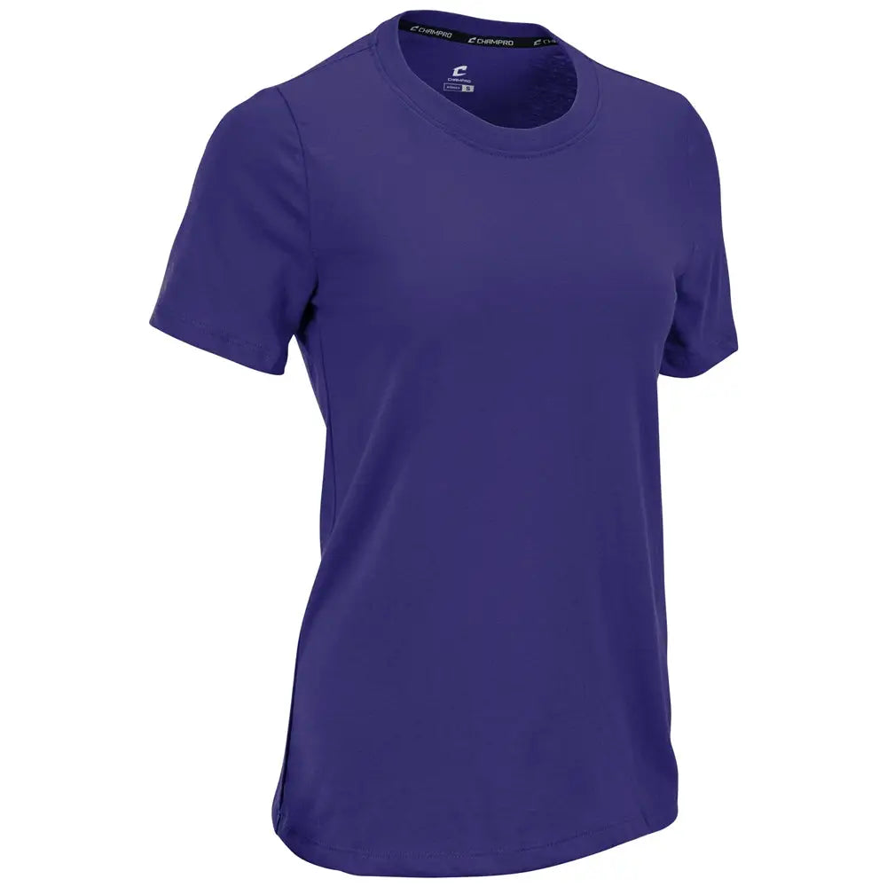 Champro T202 Tackle Crew Neck Tee - Purple - Ladies Xs
