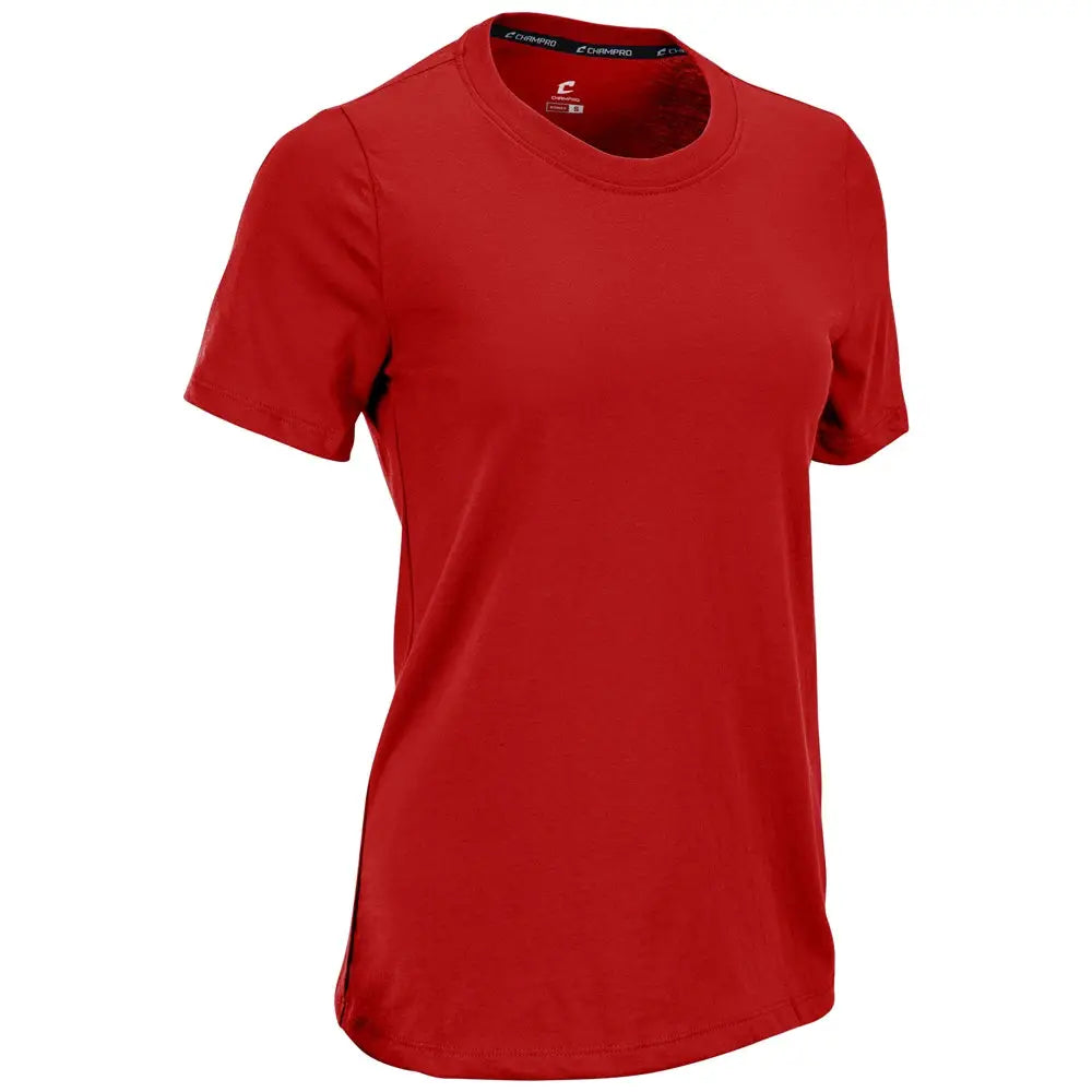 Champro T202 Tackle Crew Neck Tee - Scarlet - Ladies Xs