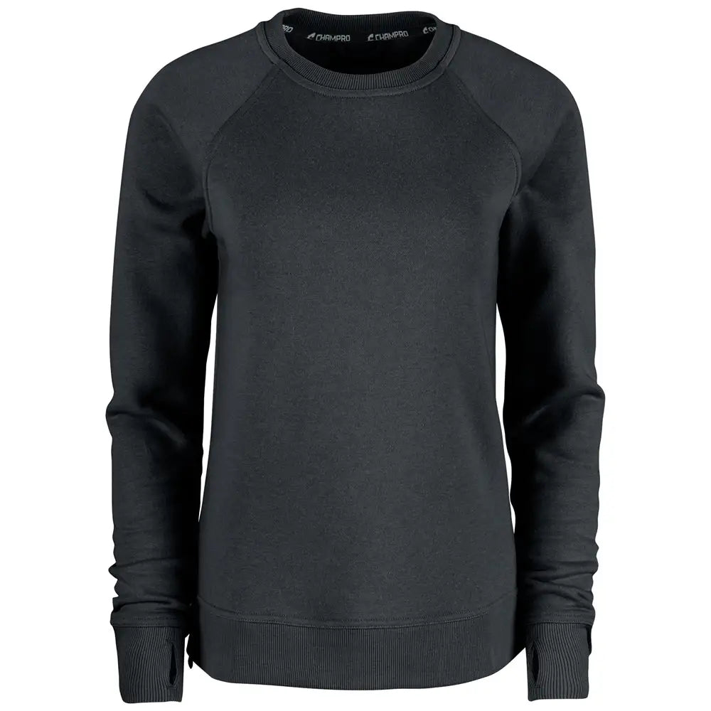 Champro Vfsh2 Victory Fleece Women’s Split Hem Crew - Black - Ladies Xs