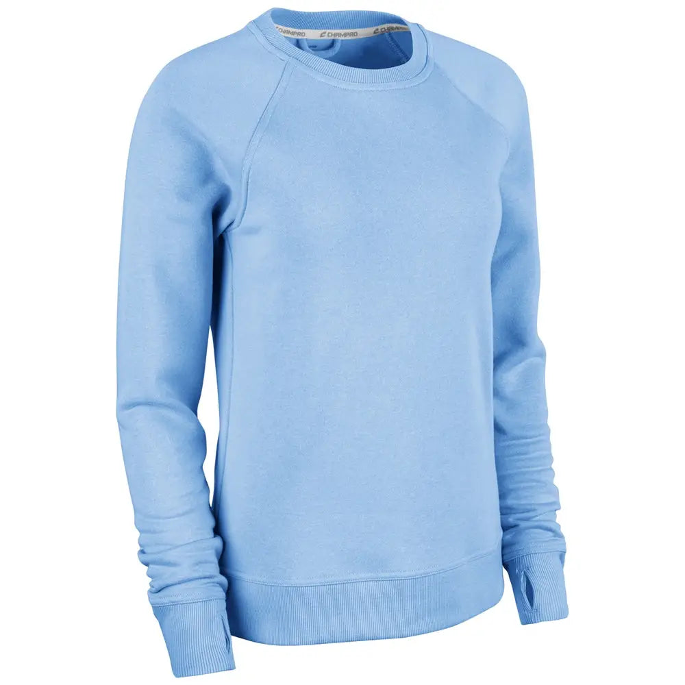 Champro Vfsh2 Victory Fleece Women’s Split Hem Crew - Light Blue - Ladies Xs