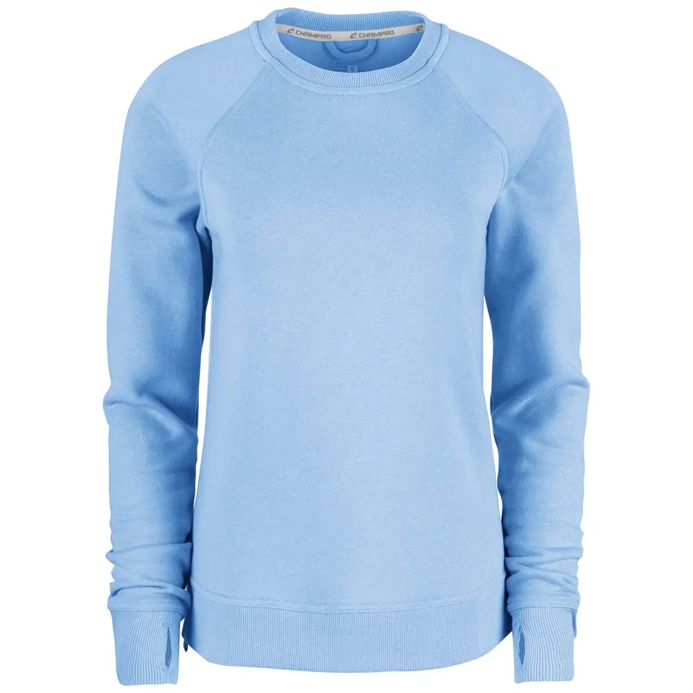 Champro Vfsh2 Victory Fleece Women’s Split Hem Crew - Light Blue - Ladies Xs