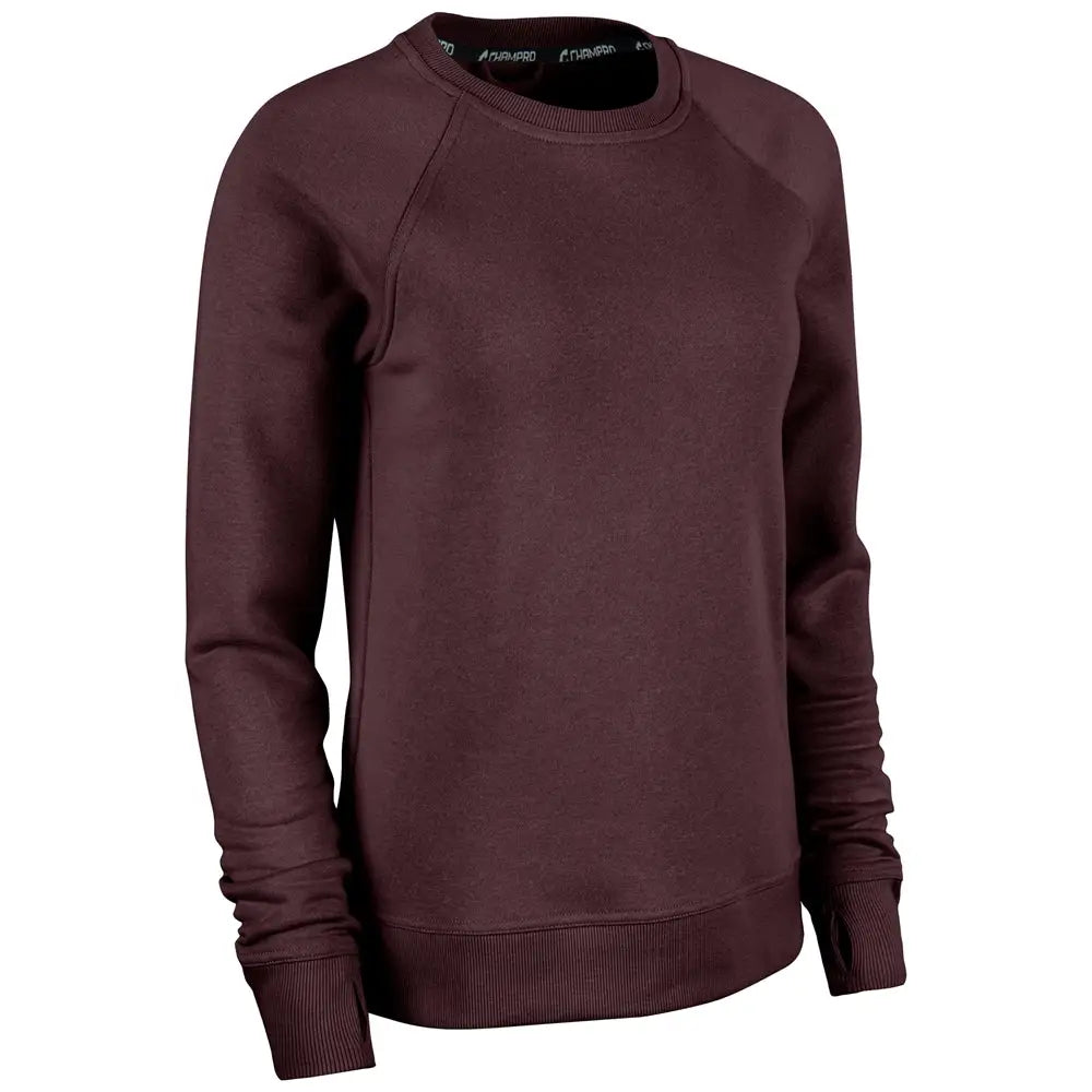 Champro Vfsh2 Victory Fleece Women’s Split Hem Crew - Maroon - Ladies Xs