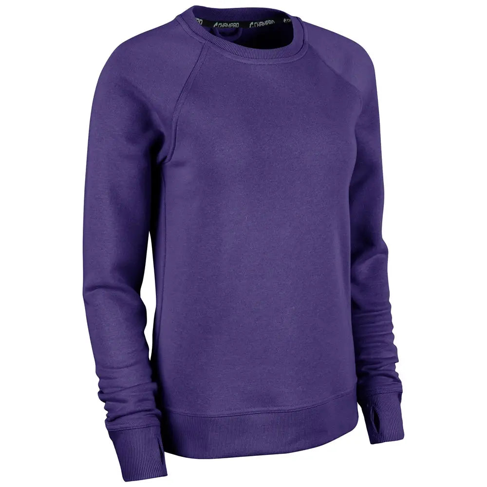 Champro Vfsh2 Victory Fleece Women’s Split Hem Crew - Purple - Ladies Xs