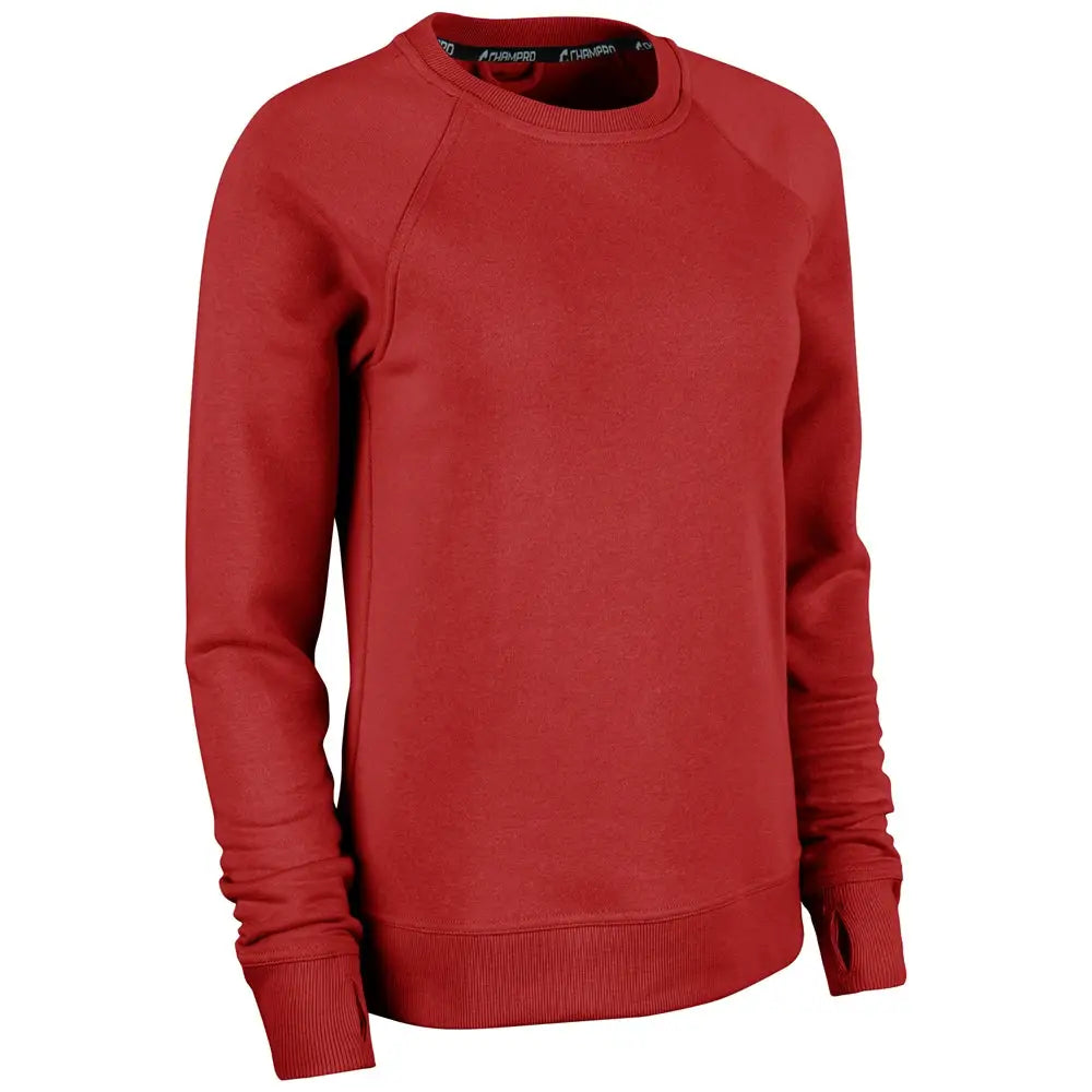 Champro Vfsh2 Victory Fleece Women’s Split Hem Crew - Scarlet - Ladies Xs