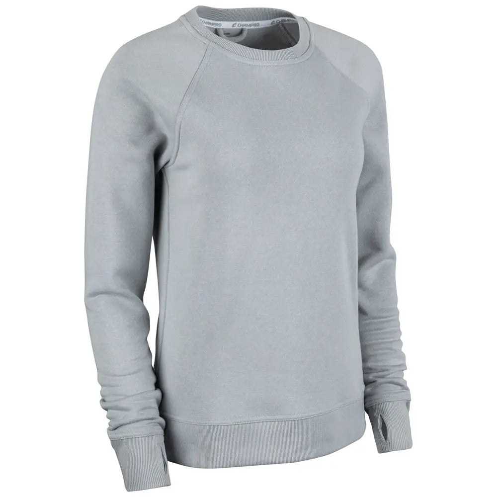 Champro Vfsh2 Victory Fleece Women’s Split Hem Crew - Silver - Ladies Xs