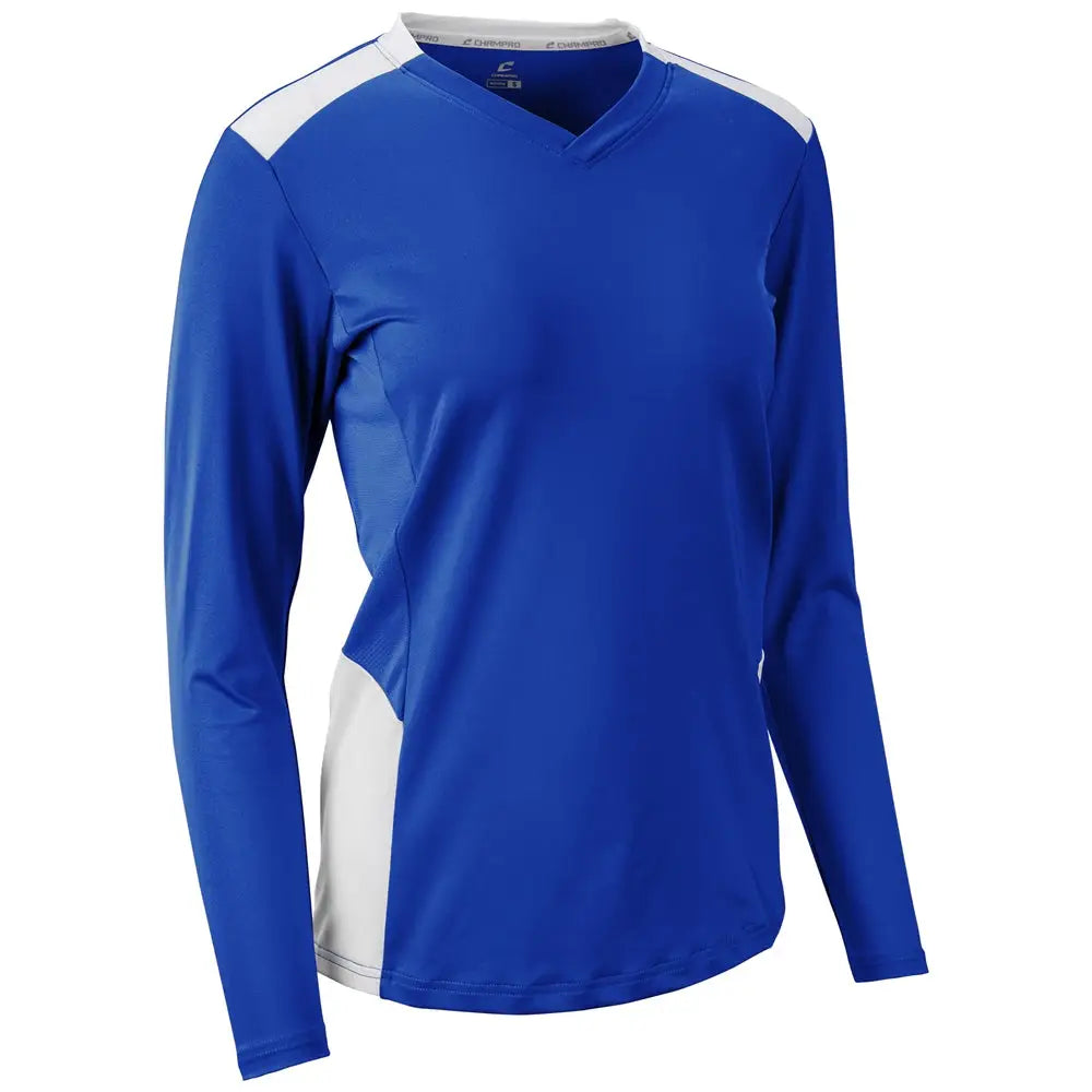 Champro Vj10 Rally Long Sleeve Volleyball Jersey - Royal White - Ladies Xs