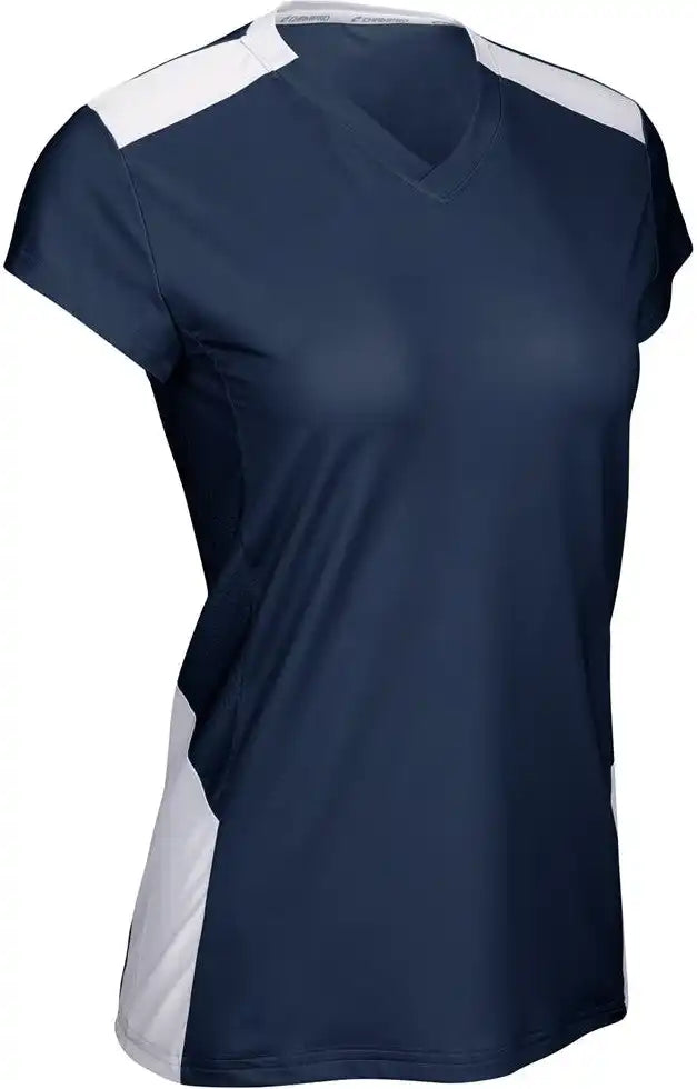 Champro Vj12 Point Cap Sleeve Girls Volleyball Jersey - Navy White