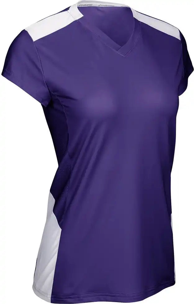 Champro Vj12 Point Cap Sleeve Girls Volleyball Jersey - Purple White