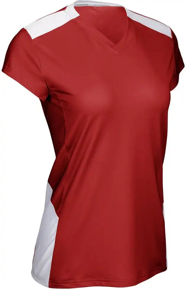 Champro Vj12 Point Cap Sleeve Girls Volleyball Jersey - Scarlet White