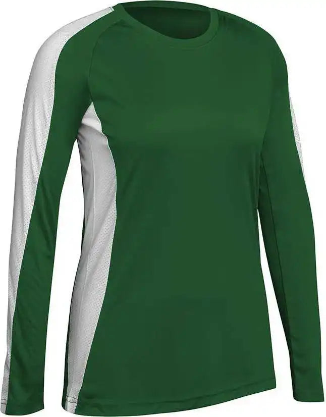 Champro Vj8 Triumphant Ladies Long Sleeve Volleyball Jersey - Forest White
