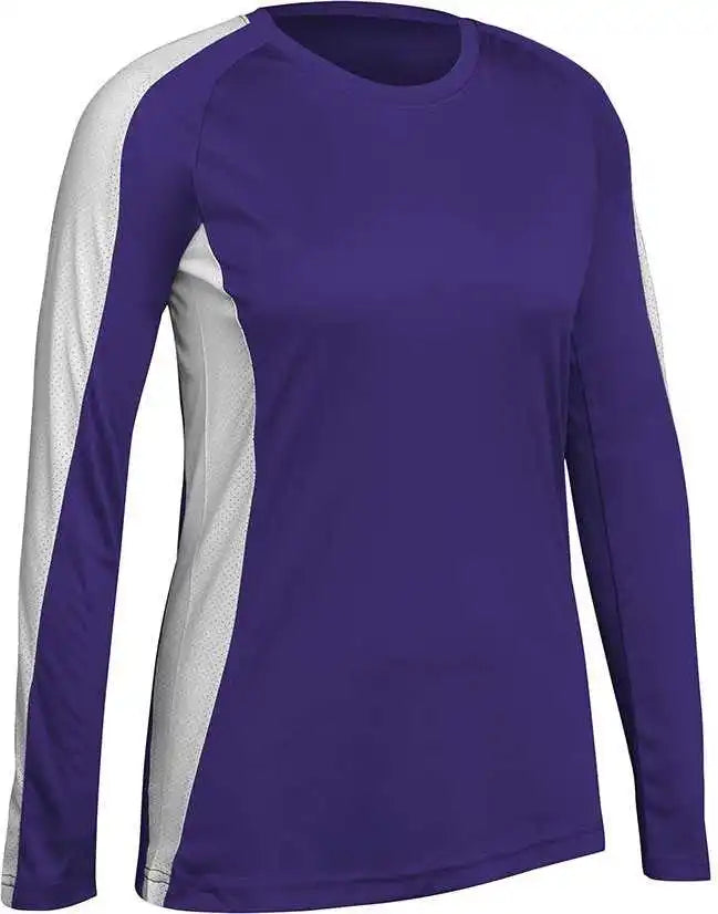 Champro Vj8 Triumphant Ladies Long Sleeve Volleyball Jersey - Purple White