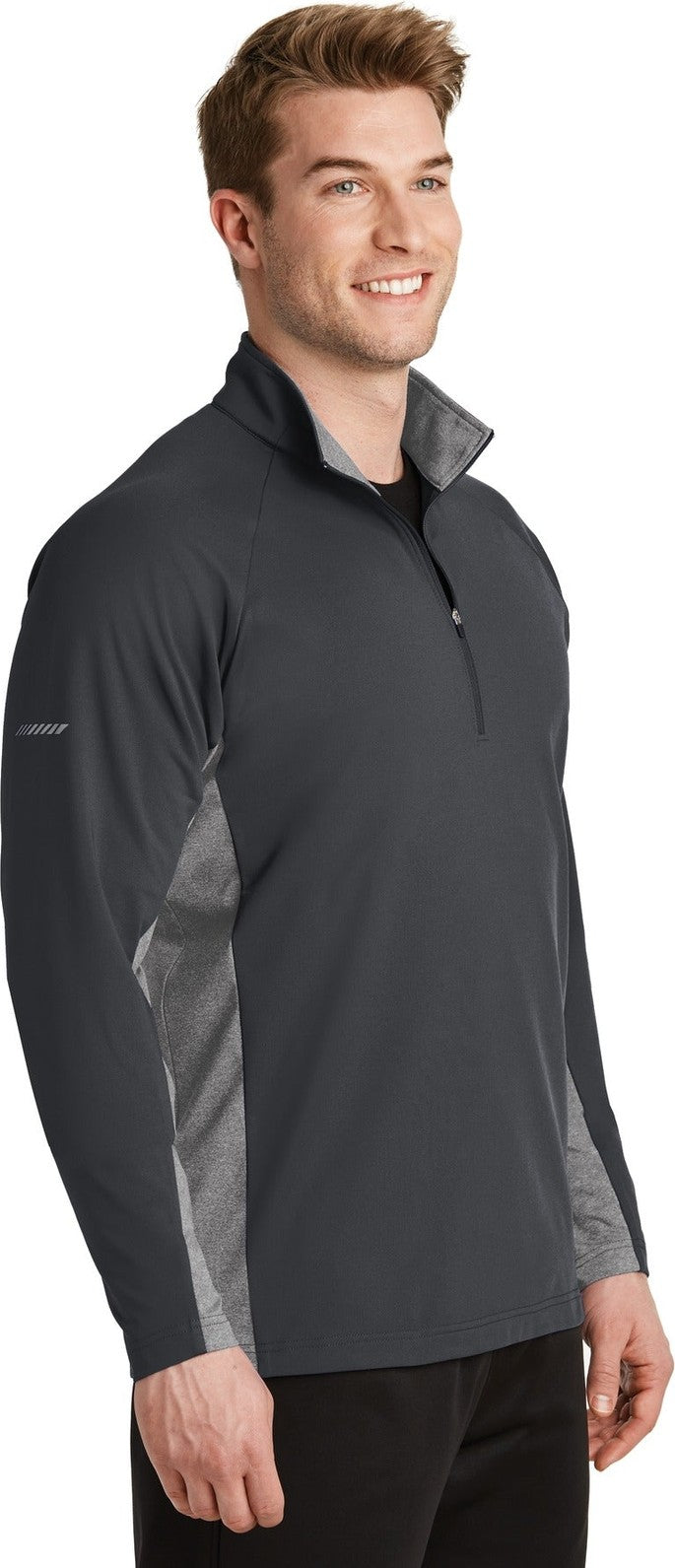 Char Gy/Ch GyH Sport-Tek Sport-Wick Stretch Contrast 1/4-Zip Pullover. ST854