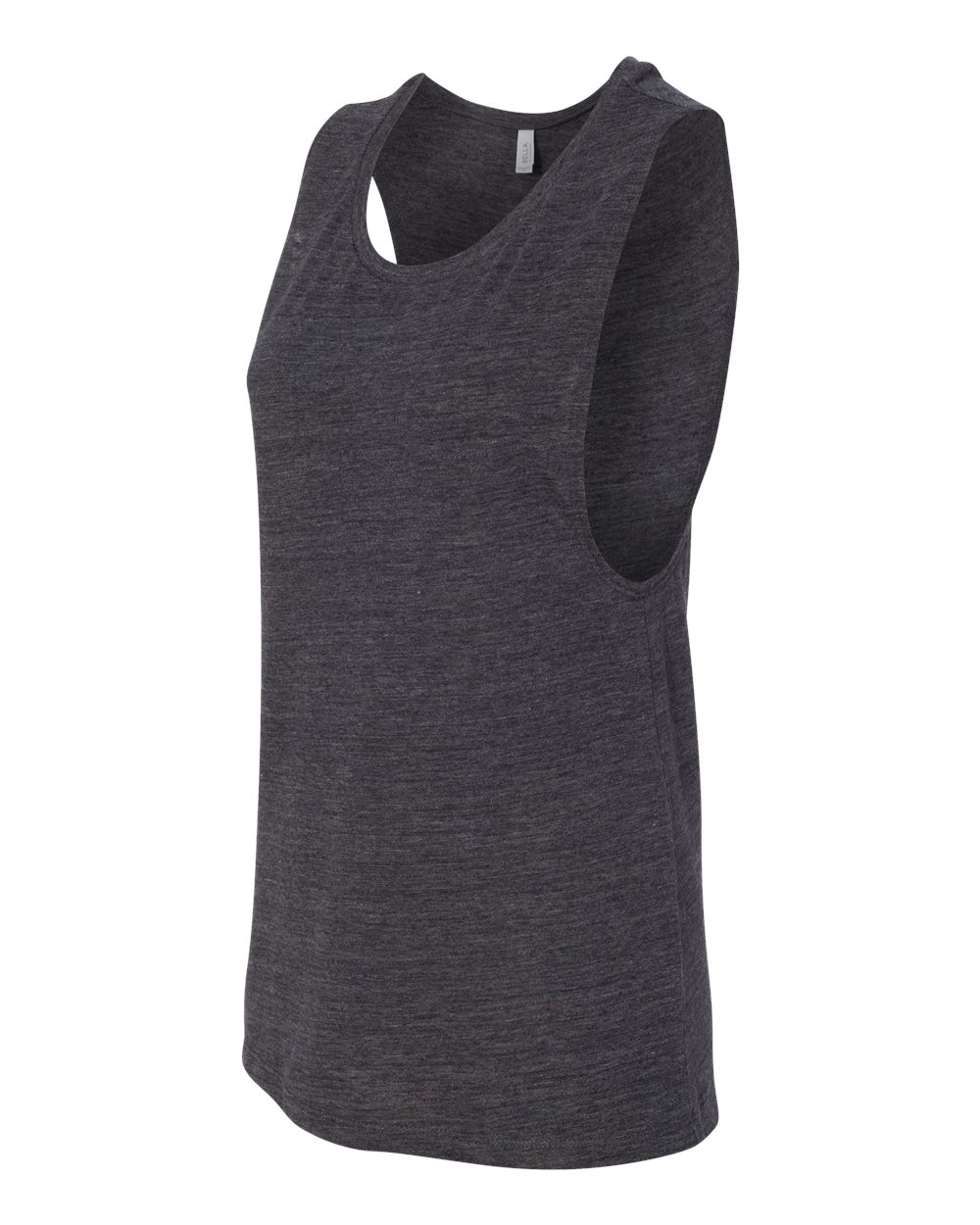 Charcoal Black Slub Women's Flowy Scoop Muscle Tank - 8803