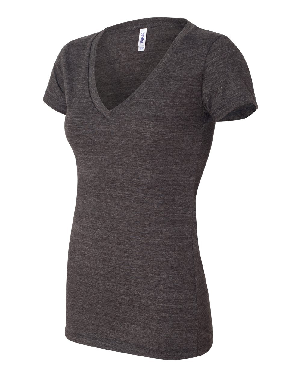 Charcoal Black Triblend Women’s Triblend Deep V-Neck Tee - 8435