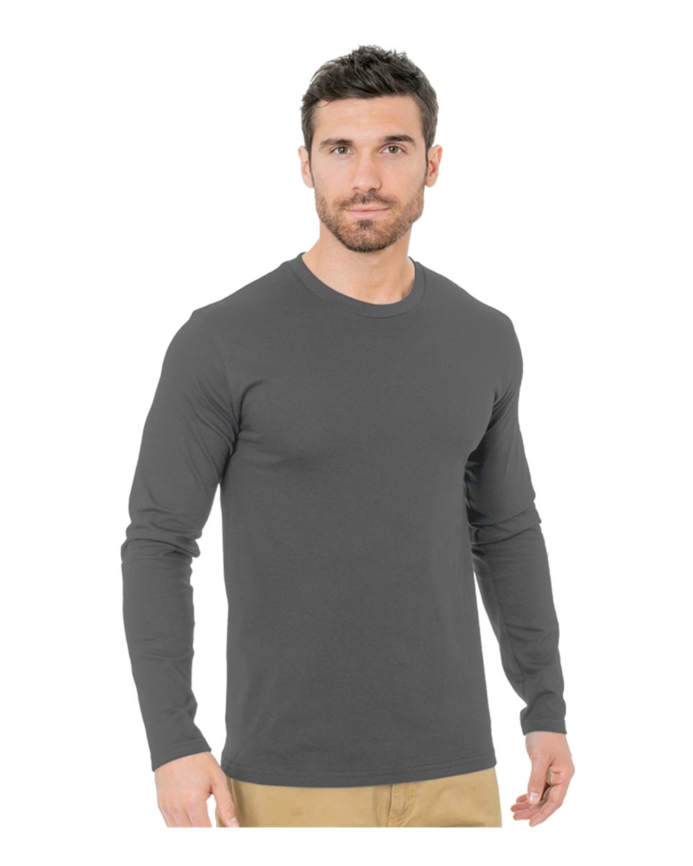 Charcoal Fine Jersey Long Sleeve T-Shirt - 9550