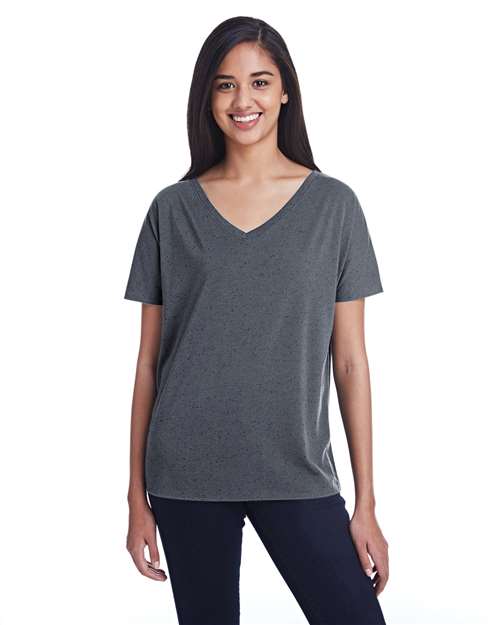 Charcoal Fleck Women&#39;s Tri-Blend Fleck V-Neck T-Shirt - 203FV