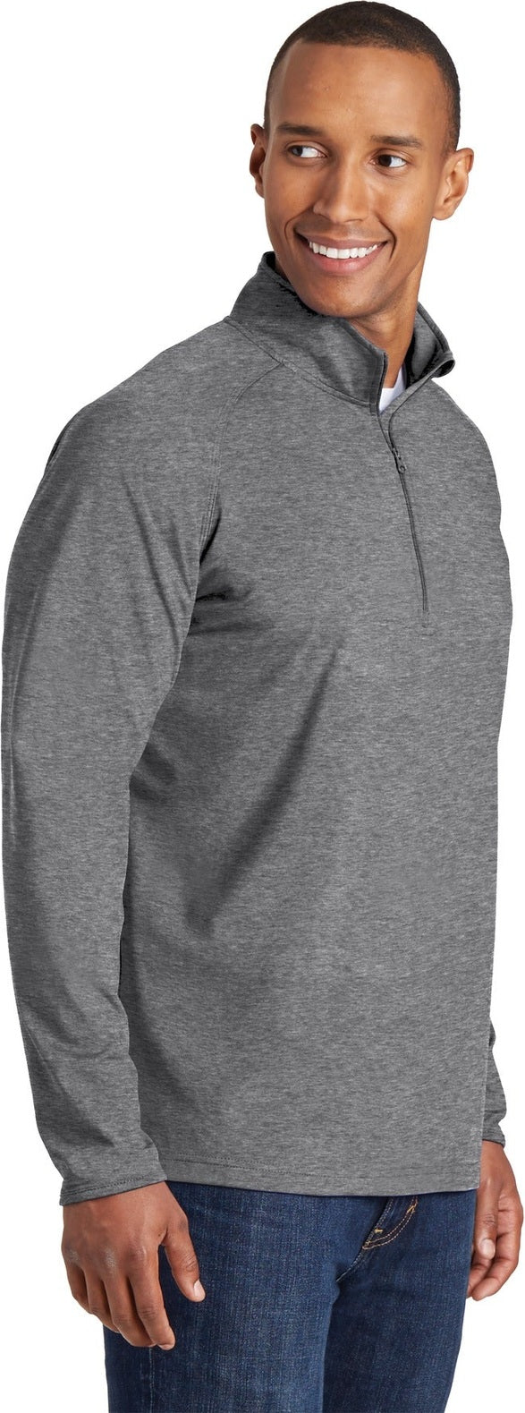 Charcoal Gy He Sport-Tek Sport-Wick Stretch 1/4-Zip Pullover. ST850